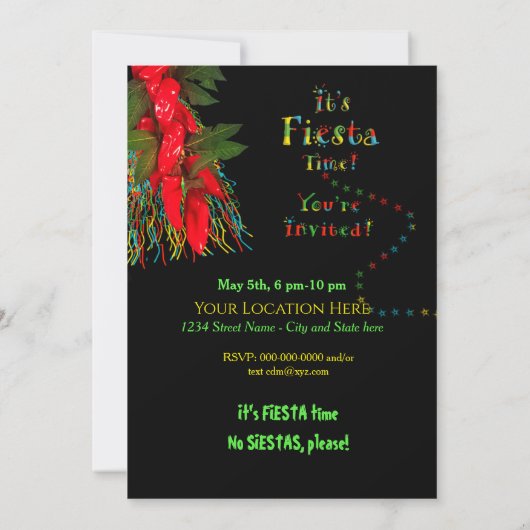 Fiesta Feest Uitnodiging, Hot Chili Peppers Kaart (Achterkant)
