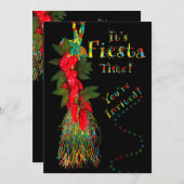 Fiesta Feest Uitnodiging, Hot Chili Peppers Kaart (Voorkant / Achterkant)