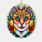 Fiesta Feline: Mexicaanse kat in folkstijl Keramisch Ornament (Links)