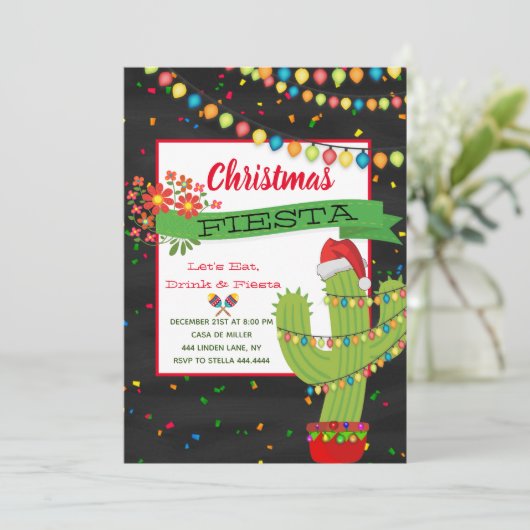 Fiesta Feliz navidad kerstparty Kaart (Staand voorkant)