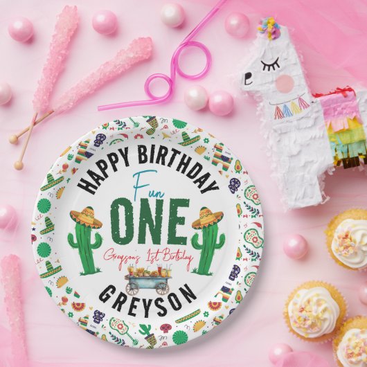 Fiesta First | 1e verjaardag Papieren Bordje (Feest)