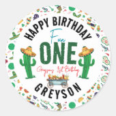 Fiesta First | 1e verjaardag Ronde Sticker (Voorkant)