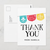 Fiesta First Birthday Bedankt Briefkaart (Voorkant / Achterkant)