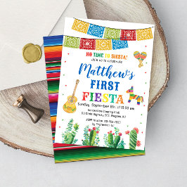 Fiesta First Birthday Invitation Boy Kaart