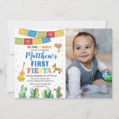 Fiesta First Birthday Invitation Boy Kaart (Voorkant)