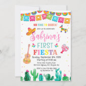 Fiesta First Birthday Invitation Girl Kaart (Voorkant)