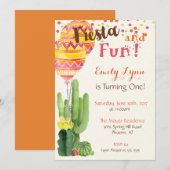 Fiesta First Birthday Invitation Kaart (Voorkant / Achterkant)