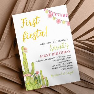 Fiesta First Birthday Invitation Kaart
