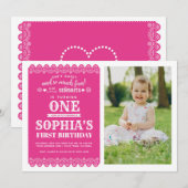 Fiesta First Birthday, Papel Picado, 1e verjaardag Kaart (Voorkant / Achterkant)