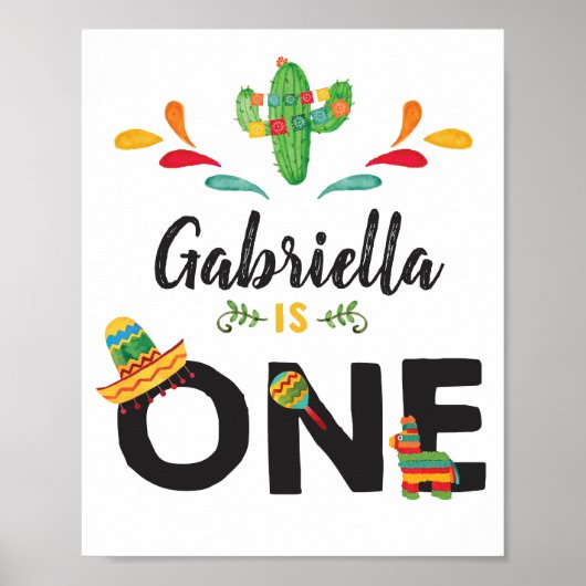 Fiesta First Birthday Sign Poster (Voorkant)