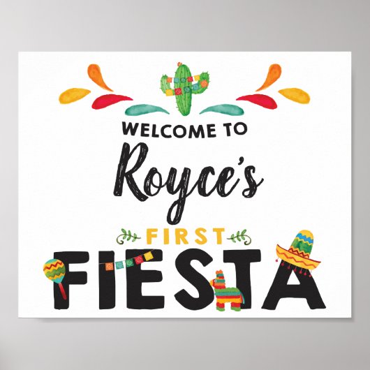 Fiesta First Birthday Welcome Sign Poster (Voorkant)