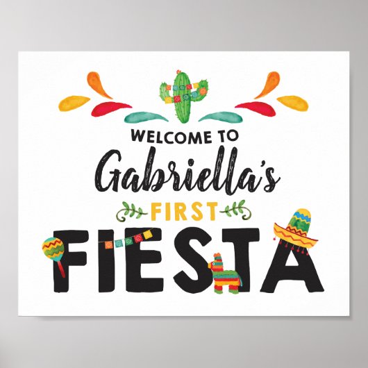 Fiesta First Birthday Welcome Sign Poster (Voorkant)