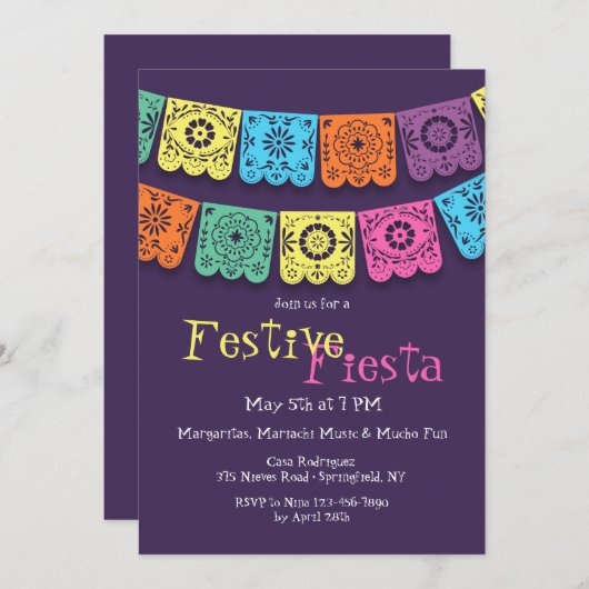Fiesta Flags Uitnodiging (Voorkant / Achterkant)