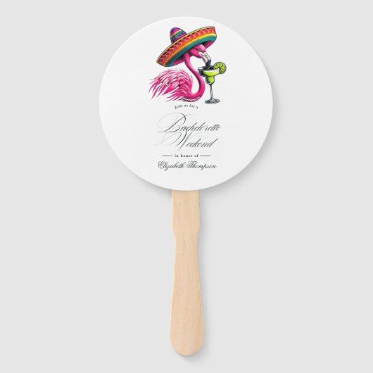Fiesta Flamingo Bachelorette Weekendprogramma Handwaaier (Voorkant)