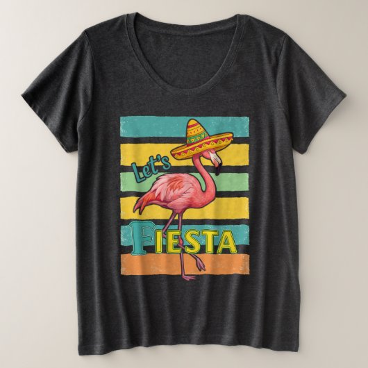 Fiesta Flamingo Cinco De Mayo Grote Maat T-shirt (Design voorkant)