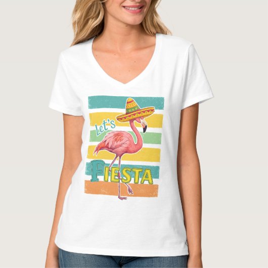 Fiesta Flamingo Cinco De Mayo T-shirt (Voorkant)