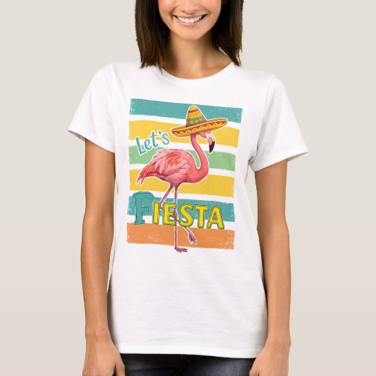 Fiesta Flamingo Cinco De Mayo T-shirt (Voorkant)