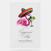 Fiesta Flamingo Sombrero Engagement Party Welkom Acryl Bord (Voorkant)
