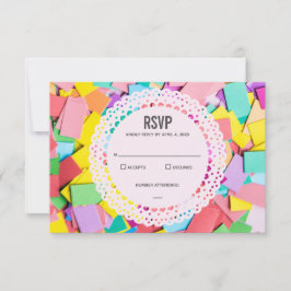 "Fiesta" — Flat Confetti Wedding RSVP-kaart RSVP Kaartje