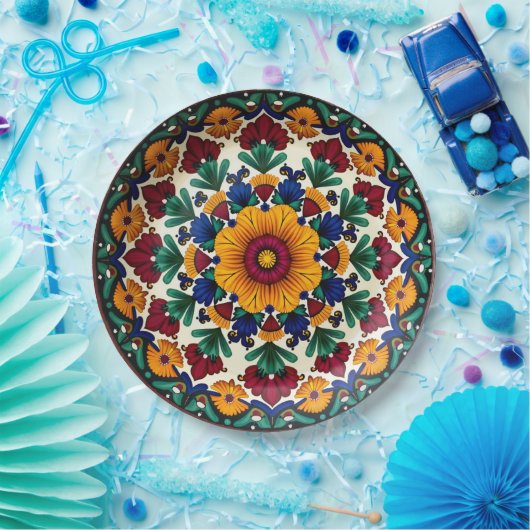 💀🎉Fiesta Floraframe Día de los Muertos Papieren Bordje (Feest)