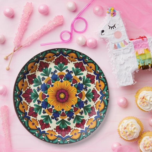 💀🎉Fiesta Floraframe Día de los Muertos Papieren Bordje (Feest)