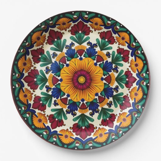 💀🎉Fiesta Floraframe Día de los Muertos Papieren Bordje (Voorkant)