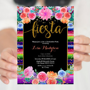 Fiesta Floral Afstuderen Invitation Party Mexicaan Kaart