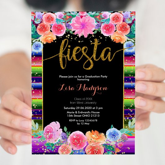 Fiesta Floral Afstuderen Invitation Party Mexicaan Kaart