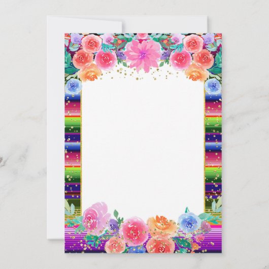 Fiesta Floral Afstuderen Invitation Party Mexicaan Kaart (Achterkant)