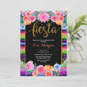 Fiesta Floral Afstuderen Invitation Party Mexicaan Kaart (Staand voorkant)