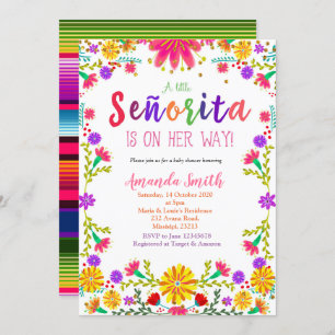 Fiesta Floral Baby shower Invitation Kaart
