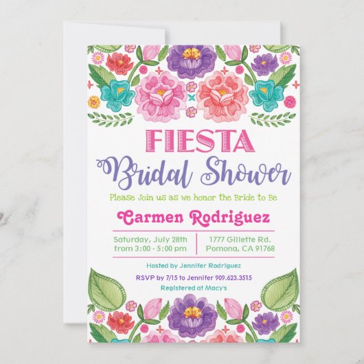 Fiesta Floral Bridal Shower Uitnodiging (Voorkant)