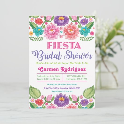 Fiesta Floral Bridal Shower Uitnodiging (Staand voorkant)