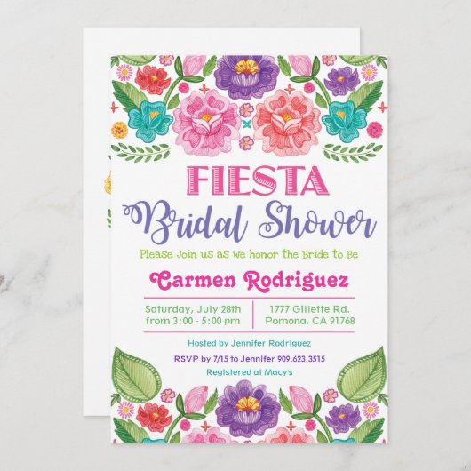 Fiesta Floral Bridal Shower Uitnodiging (Voorkant / Achterkant)