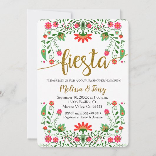 Fiesta Floral Couples Shower Invitation Kaart (Voorkant)