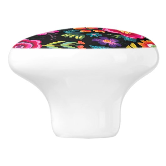 Fiesta Floral Extravaganza Keramische Knop (Zijkant)