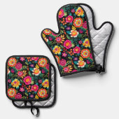 Fiesta Floral Extravaganza Ovenwant & Pannenlap Set (Voorkant / Achterkant)