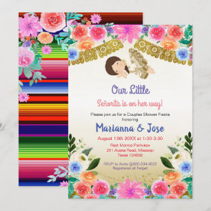 Fiesta Floral Girl Couple-wedstrijd Uitnodiging