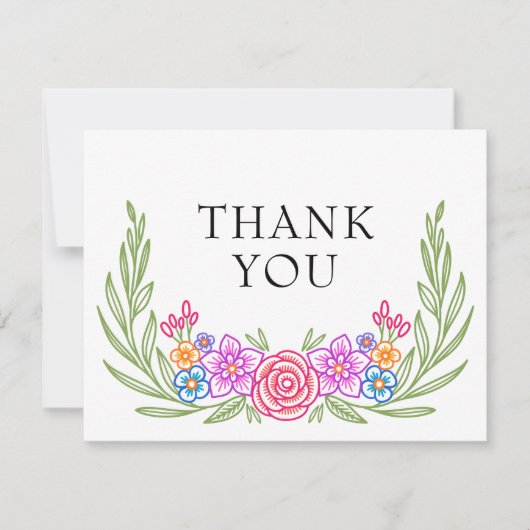 Fiesta Floral Kleurrijke Wildflowers Wedding Bedankkaart (Voorkant)