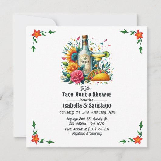 Fiesta Floral Let's Taco 'over de douche van een p Kaart (Voorkant)