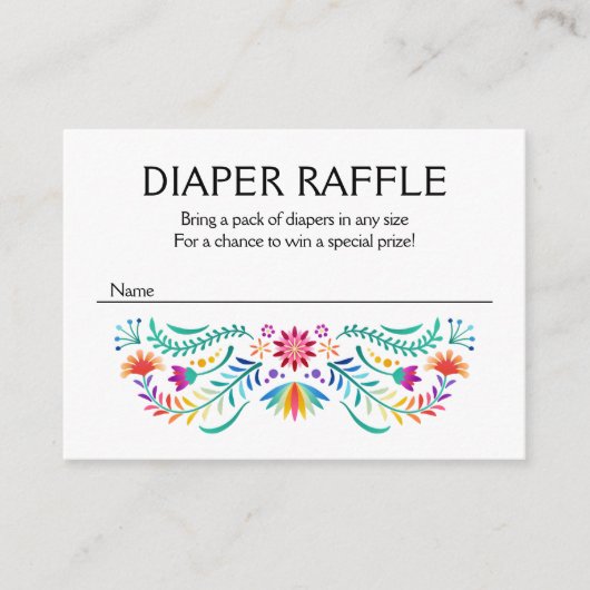 Fiesta Floral Luier Raffle Baby shower Informatiekaartje (Voorkant)
