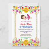 Fiesta Floral Mexican Girl Party Verjaardag Kaart (Voorkant)