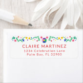 Fiesta Floral Retour Adreslabels – Kleurrijke Mex Etiket (Insitu)