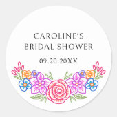 Fiesta Floral Vrijgezellenfeest Ronde Sticker (Voorkant)