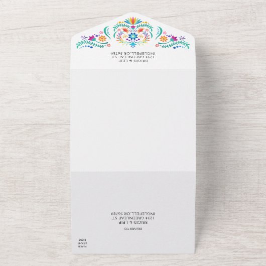 Fiesta Floral Wedding All In One Uitnodiging (Buitenkant)
