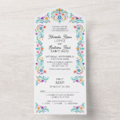 Fiesta Floral Wedding All In One Uitnodiging (Binnen)