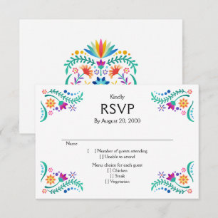 Fiesta Floral Wedding Quinceañera RSVP Kaartje