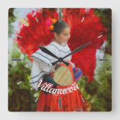 Fiesta Flower 2555 Vierkante Klok (Voorkant)