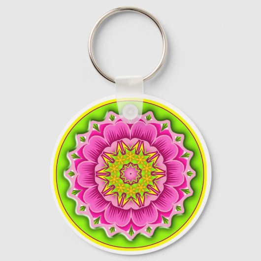 Fiesta Flower Round Sleutelhanger (Voorkant)
