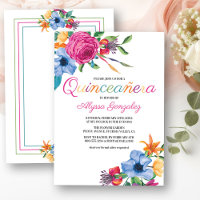 Fiesta Flowers Waterverf Bloemen Wit Quinceanera